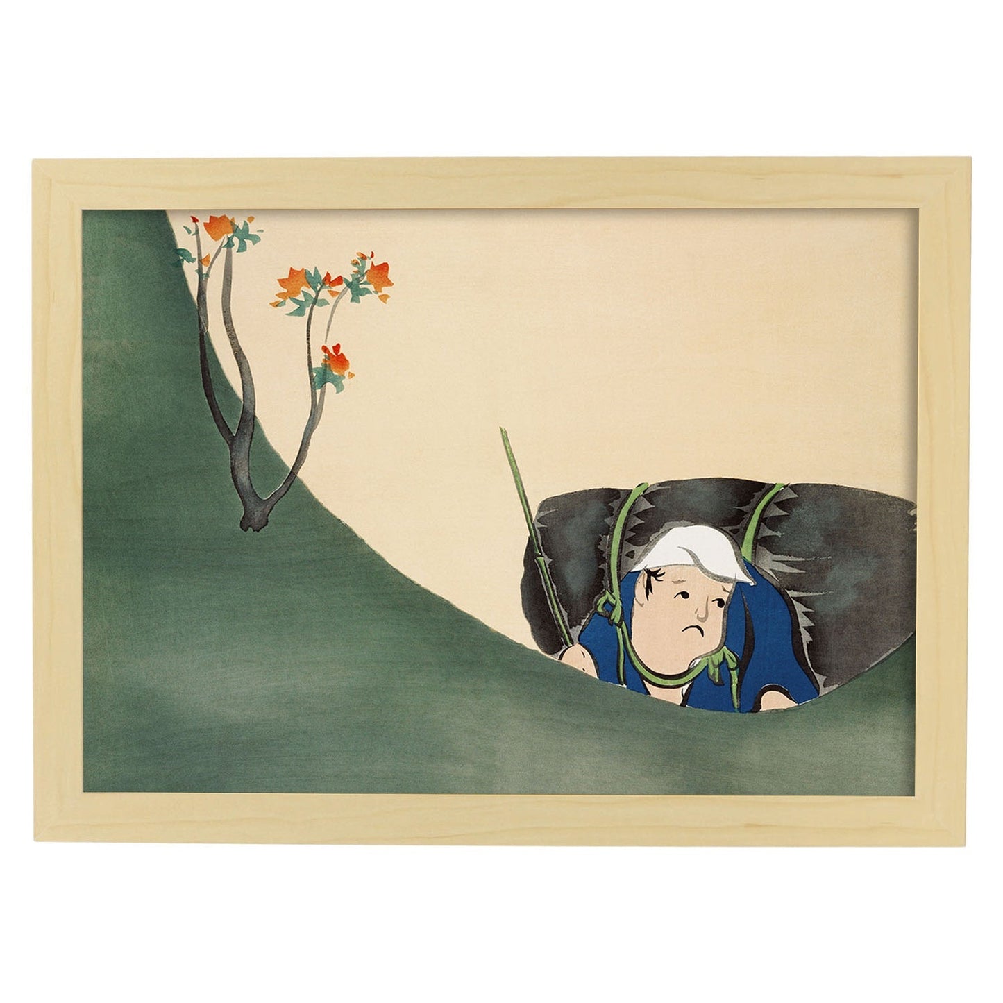 Lámina Rinpa 05. Pósters con llamativas ilustraciones Rinpa del artista japonés Kamisaka Sekka.-Artwork-Nacnic-A4-Marco Madera clara-Nacnic Estudio SL