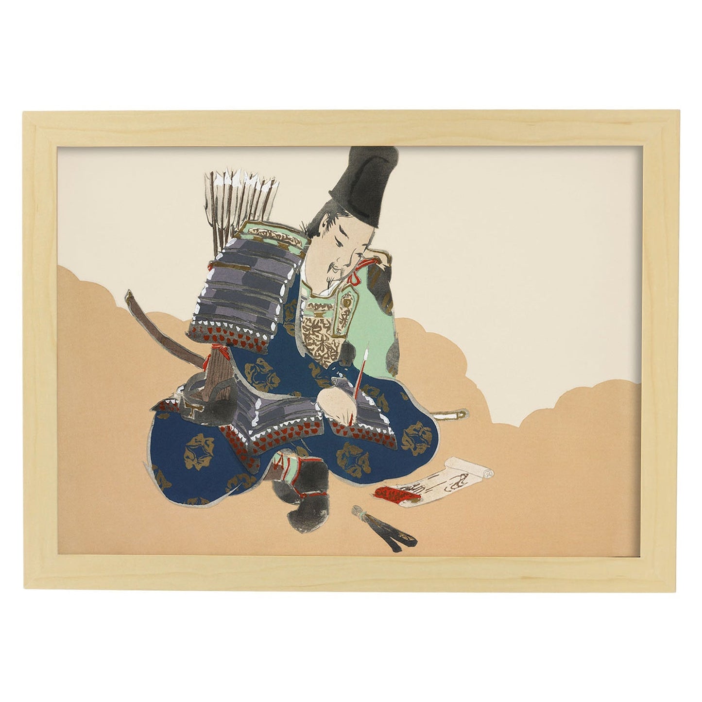 Lámina Rinpa 07. Pósters con llamativas ilustraciones Rinpa del artista japonés Kamisaka Sekka.-Artwork-Nacnic-A3-Marco Madera clara-Nacnic Estudio SL