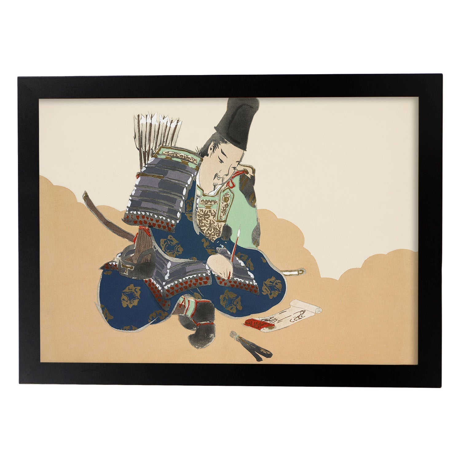 Lámina Rinpa 07. Pósters con llamativas ilustraciones Rinpa del artista japonés Kamisaka Sekka.-Artwork-Nacnic-A3-Marco Negro-Nacnic Estudio SL