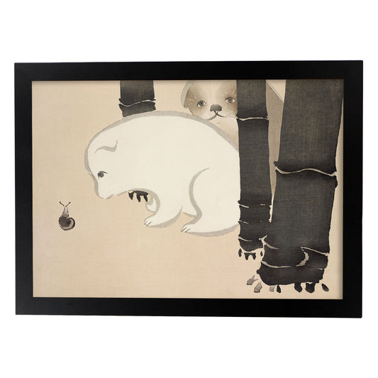 Lámina Rinpa 08. Pósters con llamativas ilustraciones Rinpa del artista japonés Kamisaka Sekka.-Artwork-Nacnic-A4-Marco Negro-Nacnic Estudio SL