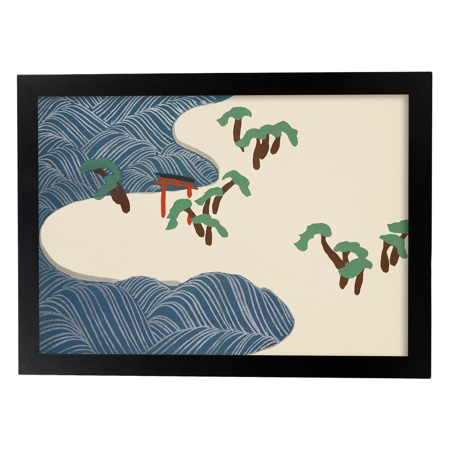 Lámina Rinpa 09. Pósters con llamativas ilustraciones Rinpa del artista japonés Kamisaka Sekka.-Artwork-Nacnic-A3-Marco Negro-Nacnic Estudio SL