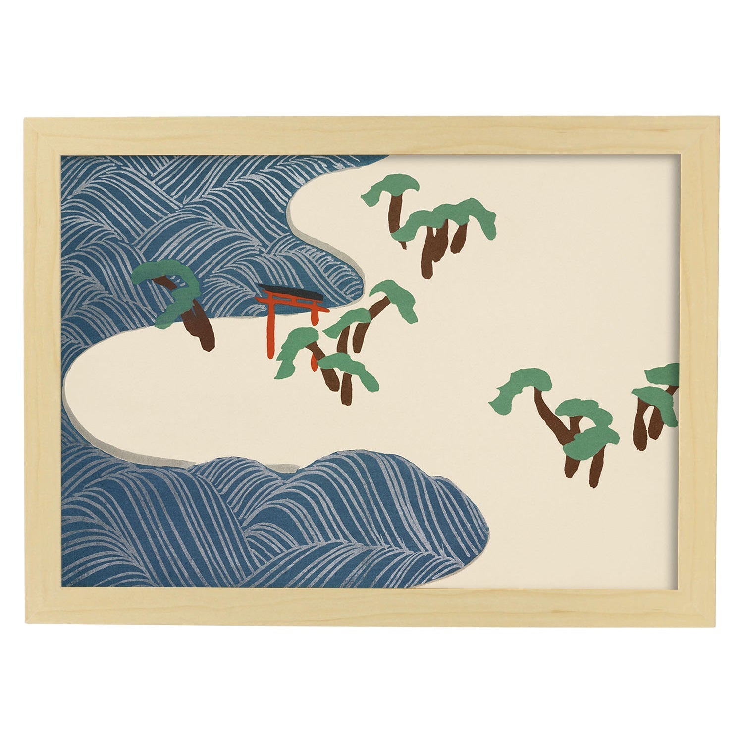 Lámina Rinpa 09. Pósters con llamativas ilustraciones Rinpa del artista japonés Kamisaka Sekka.-Artwork-Nacnic-A4-Marco Madera clara-Nacnic Estudio SL
