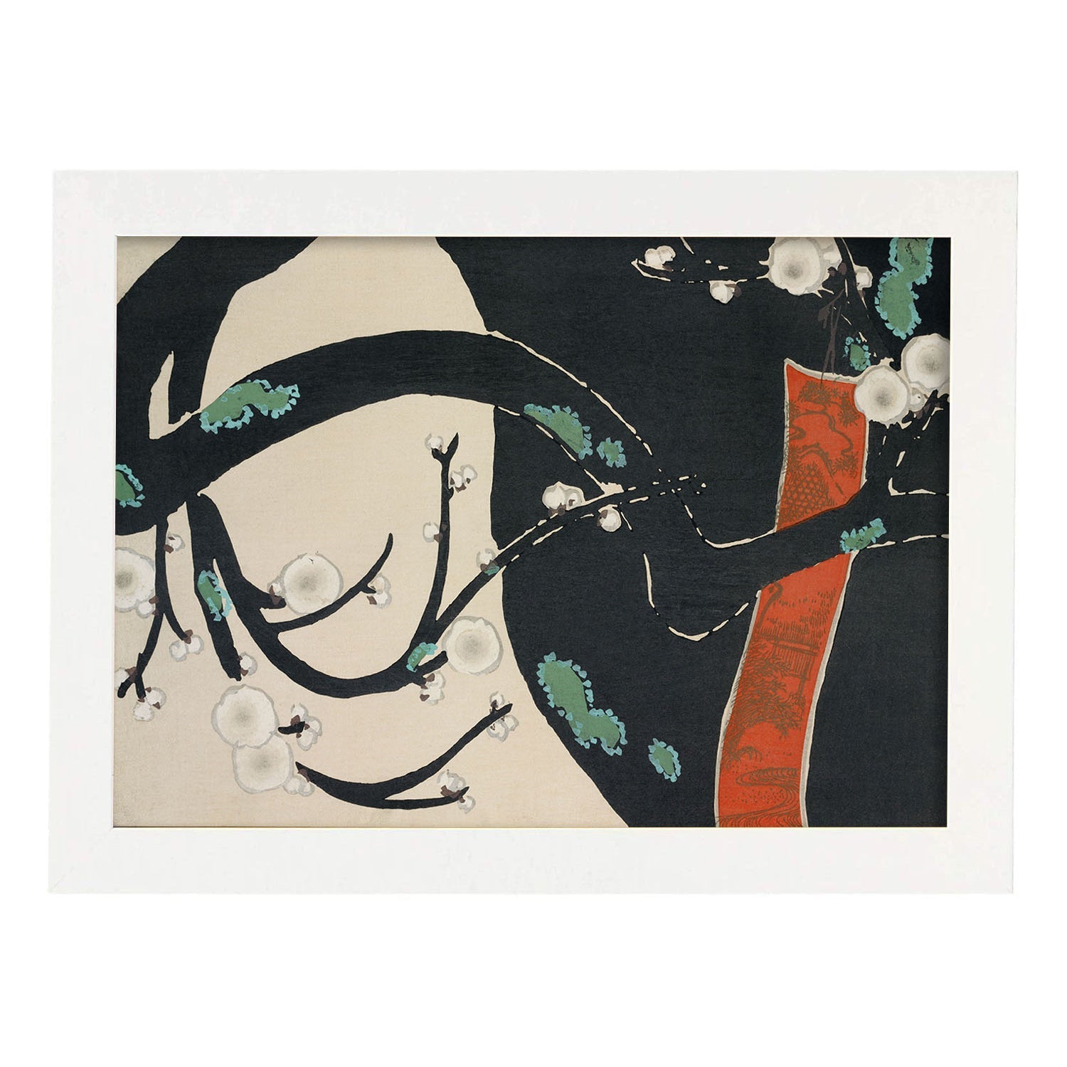 Lámina Rinpa 14. Pósters con llamativas ilustraciones Rinpa del artista japonés Kamisaka Sekka.-Artwork-Nacnic-A3-Marco Blanco-Nacnic Estudio SL