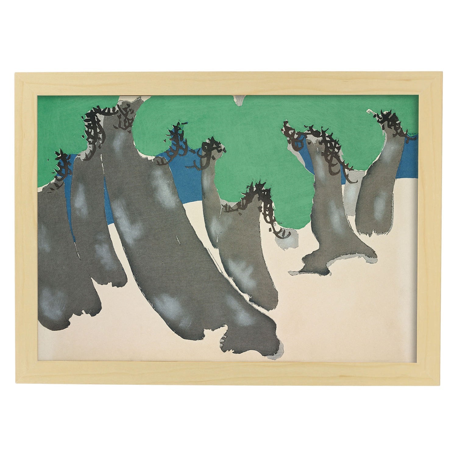 Lámina Rinpa 15. Pósters con llamativas ilustraciones Rinpa del artista japonés Kamisaka Sekka.-Artwork-Nacnic-A3-Marco Madera clara-Nacnic Estudio SL