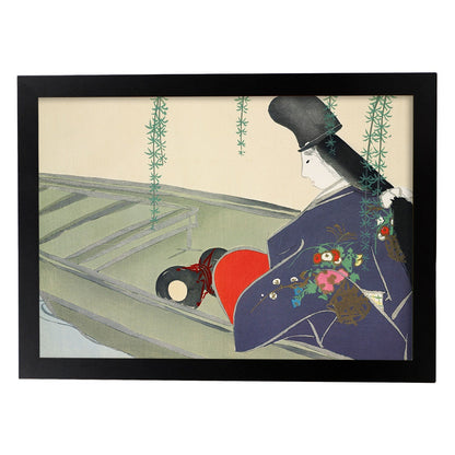 Lámina Rinpa 16. Pósters con llamativas ilustraciones Rinpa del artista japonés Kamisaka Sekka.-Artwork-Nacnic-A4-Marco Negro-Nacnic Estudio SL