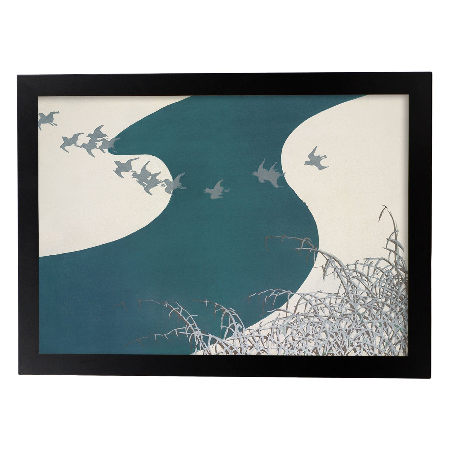 Lámina Rinpa 18. Pósters con llamativas ilustraciones Rinpa del artista japonés Kamisaka Sekka.-Artwork-Nacnic-A3-Marco Negro-Nacnic Estudio SL