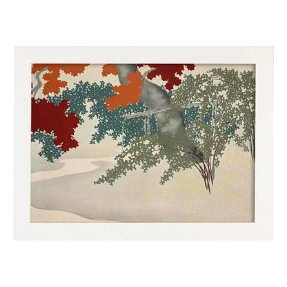 Lámina Rinpa 28. Pósters con llamativas ilustraciones Rinpa del artista japonés Kamisaka Sekka.-Artwork-Nacnic-A4-Marco Blanco-Nacnic Estudio SL