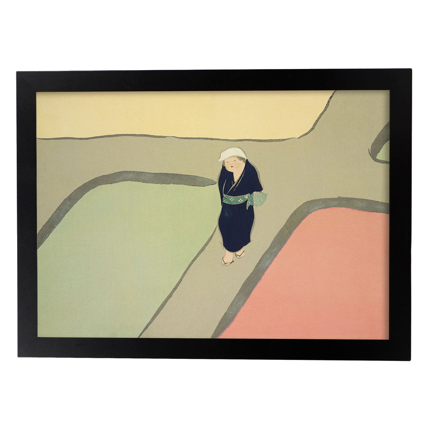 Lámina Rinpa 30. Pósters con llamativas ilustraciones Rinpa del artista japonés Kamisaka Sekka.-Artwork-Nacnic-A4-Marco Negro-Nacnic Estudio SL