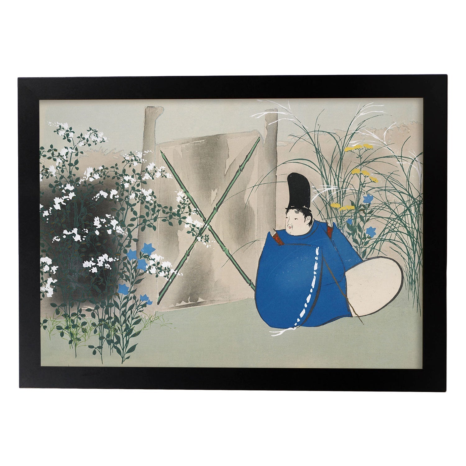 Lámina Rinpa 32. Pósters con llamativas ilustraciones Rinpa del artista japonés Kamisaka Sekka.-Artwork-Nacnic-A3-Marco Negro-Nacnic Estudio SL