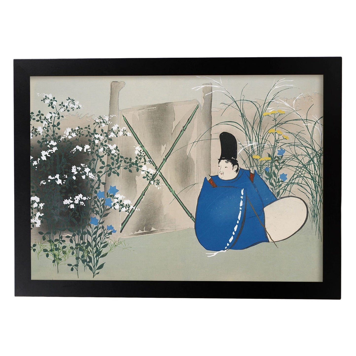Lámina Rinpa 32. Pósters con llamativas ilustraciones Rinpa del artista japonés Kamisaka Sekka.-Artwork-Nacnic-A4-Marco Negro-Nacnic Estudio SL