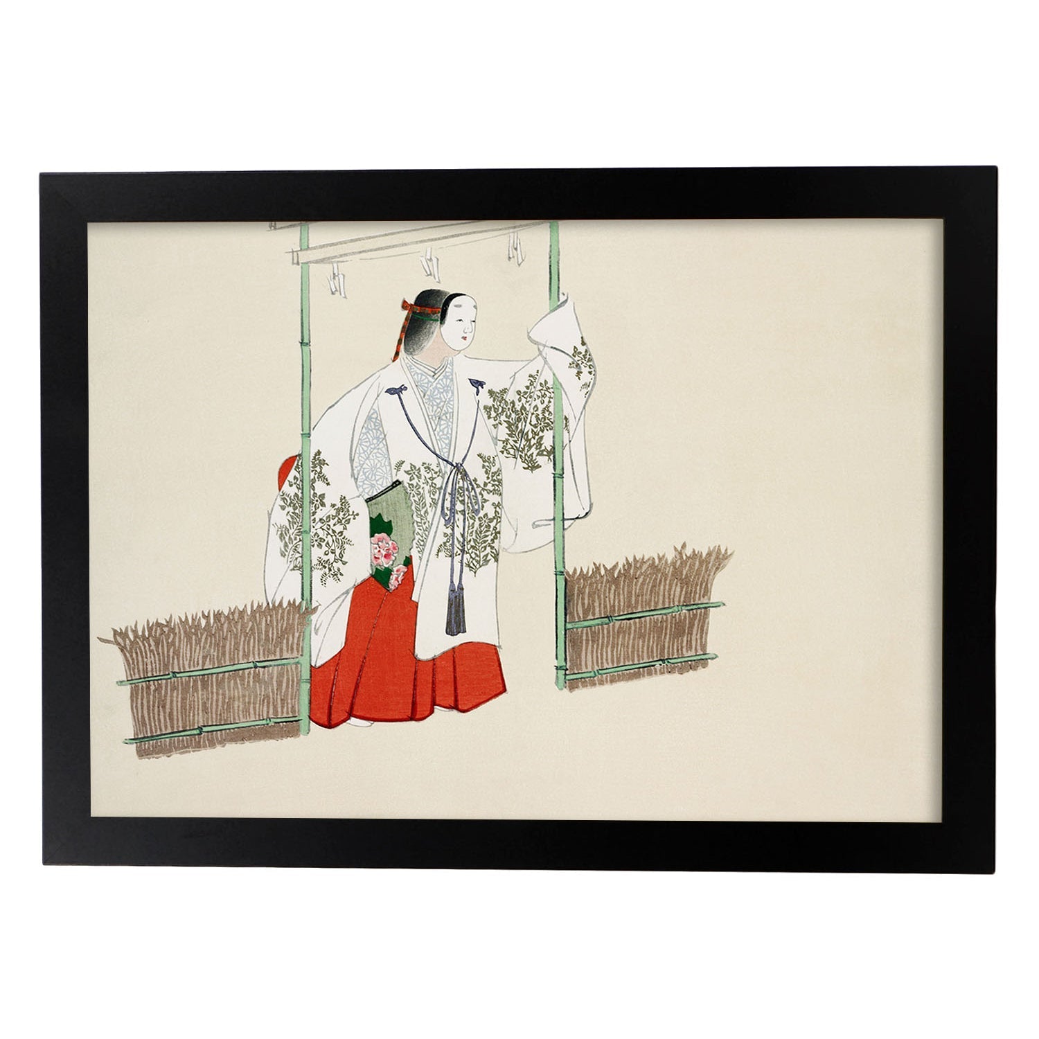 Lámina Rinpa 37. Pósters con llamativas ilustraciones Rinpa del artista japonés Kamisaka Sekka.-Artwork-Nacnic-A3-Marco Negro-Nacnic Estudio SL