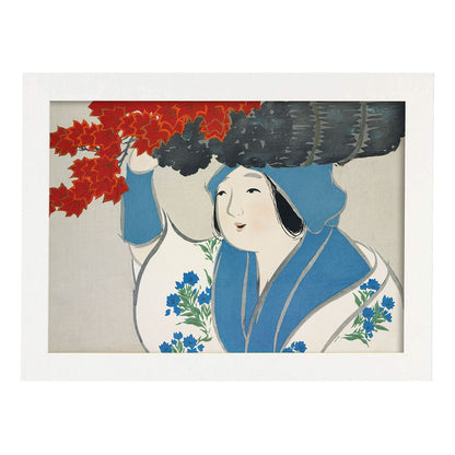 Lámina Rinpa 40. Pósters con llamativas ilustraciones Rinpa del artista japonés Kamisaka Sekka.-Artwork-Nacnic-A4-Marco Blanco-Nacnic Estudio SL