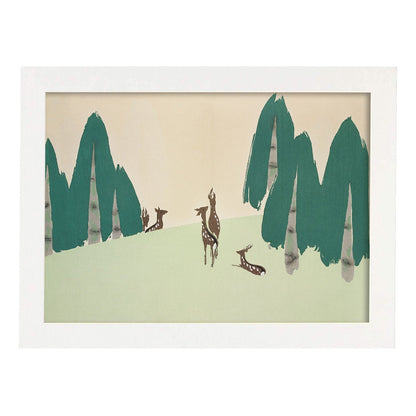 Lámina Rinpa 45. Pósters con llamativas ilustraciones Rinpa del artista japonés Kamisaka Sekka.-Artwork-Nacnic-A4-Marco Blanco-Nacnic Estudio SL