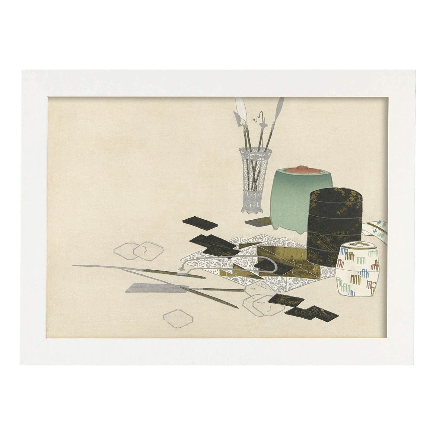Lámina Rinpa 49. Pósters con llamativas ilustraciones Rinpa del artista japonés Kamisaka Sekka.-Artwork-Nacnic-A3-Marco Blanco-Nacnic Estudio SL