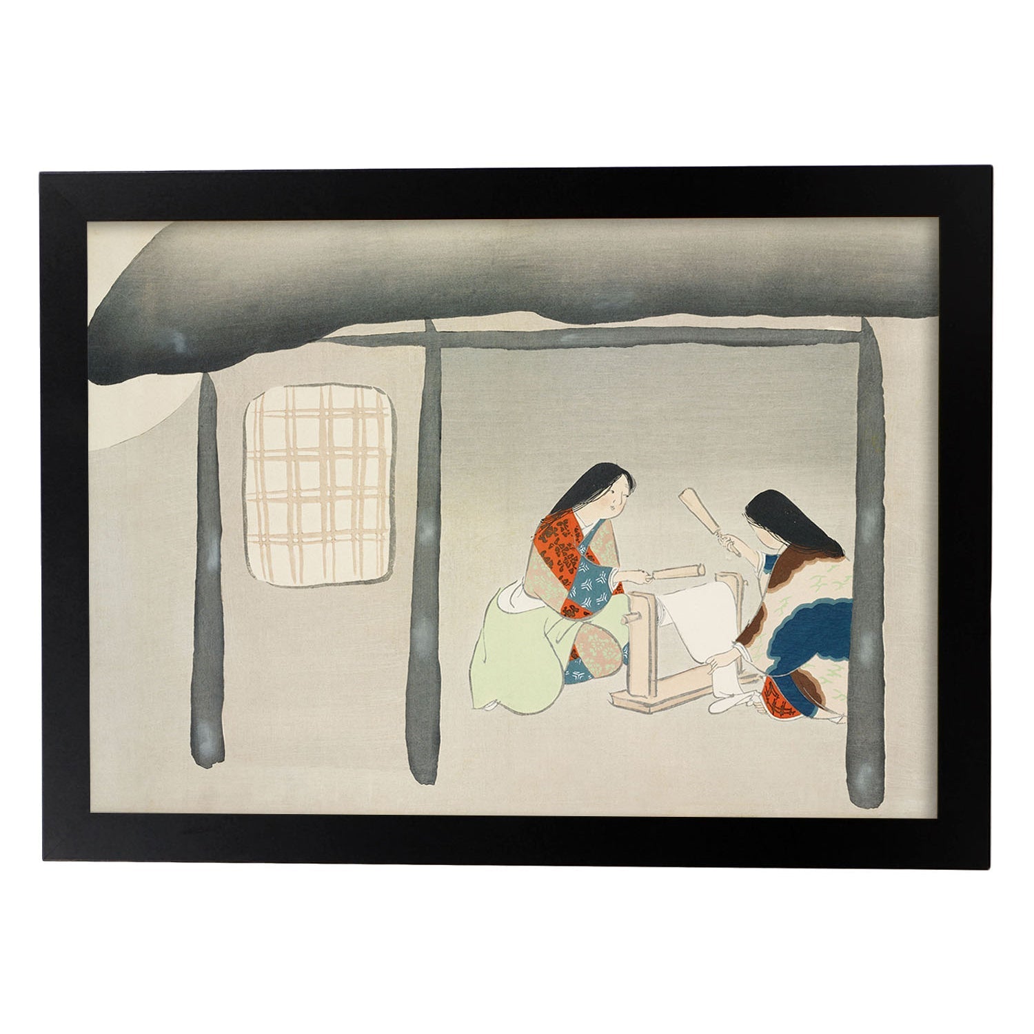 Lámina Rinpa 50. Pósters con llamativas ilustraciones Rinpa del artista japonés Kamisaka Sekka.-Artwork-Nacnic-A3-Marco Negro-Nacnic Estudio SL