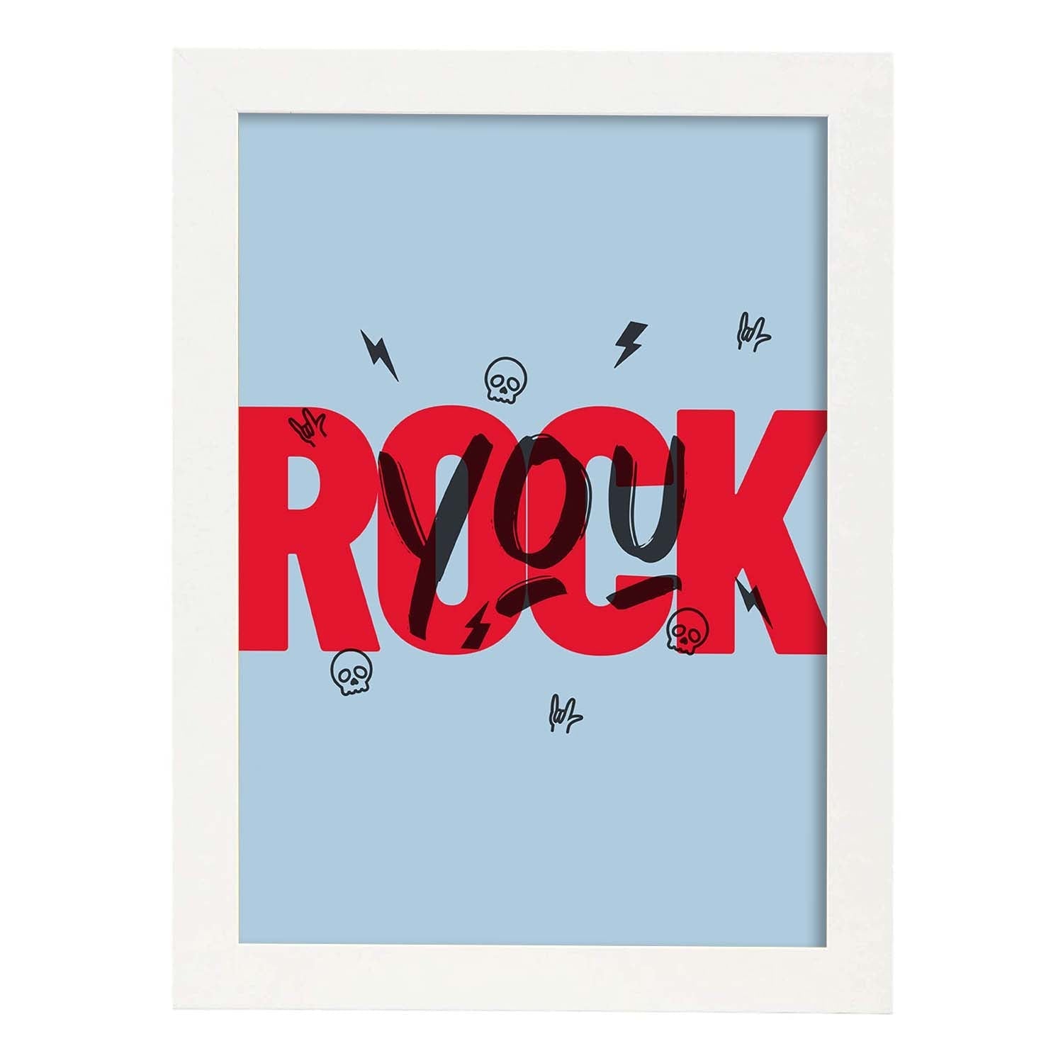 Lámina Rock. Pósters con diseño de rótulo y mensajes motivacionales para el día a día.-Artwork-Nacnic-A4-Marco Blanco-Nacnic Estudio SL