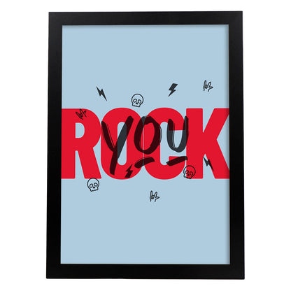 Lámina Rock. Pósters con diseño de rótulo y mensajes motivacionales para el día a día.-Artwork-Nacnic-A4-Marco Negro-Nacnic Estudio SL