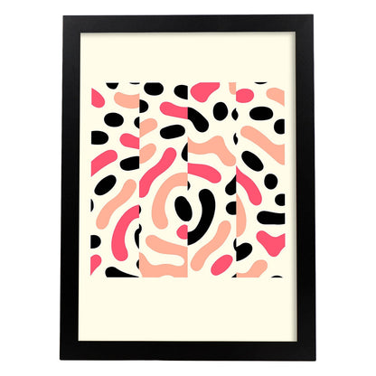 Lámina Rosa 10. Pósters con ilustraciones abstractas en estilo geométrico. Tonos rosados y pastel.-Artwork-Nacnic-A4-Marco Negro-Nacnic Estudio SL