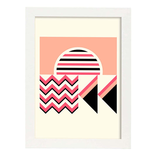 Lámina Rosa 12. Pósters con ilustraciones abstractas en estilo geométrico. Tonos rosados y pastel.-Artwork-Nacnic-A4-Marco Blanco-Nacnic Estudio SL