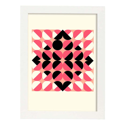 Lámina Rosa 13. Pósters con ilustraciones abstractas en estilo geométrico. Tonos rosados y pastel.-Artwork-Nacnic-A4-Marco Blanco-Nacnic Estudio SL
