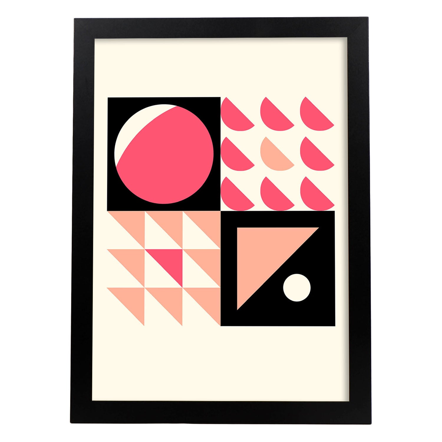 Lámina Rosa 2. Pósters con ilustraciones abstractas en estilo geométrico. Tonos rosados y pastel.-Artwork-Nacnic-A3-Marco Negro-Nacnic Estudio SL