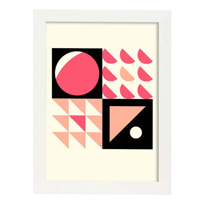 Lámina Rosa 2. Pósters con ilustraciones abstractas en estilo geométrico. Tonos rosados y pastel.-Artwork-Nacnic-A4-Marco Blanco-Nacnic Estudio SL