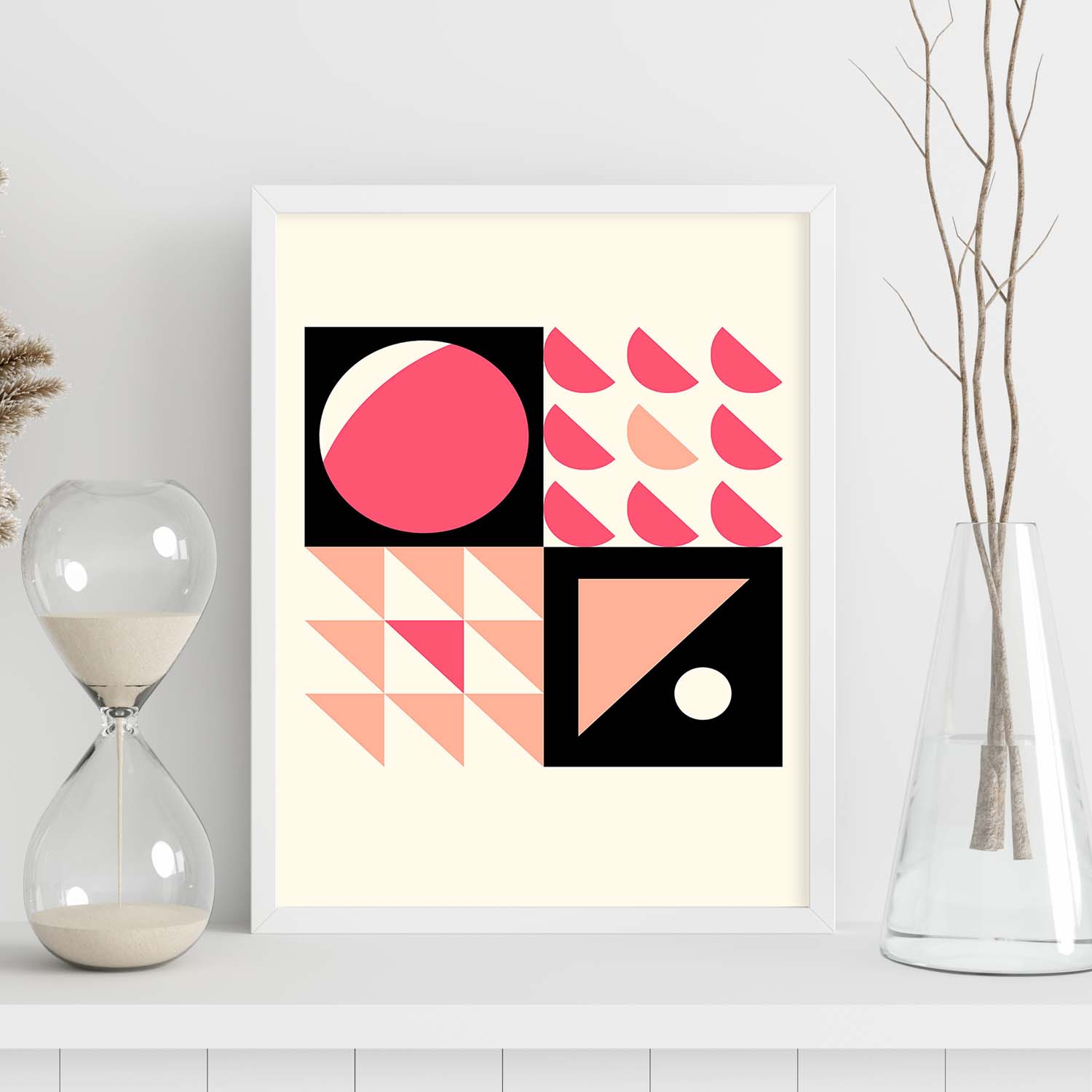 Lámina Rosa 2. Pósters con ilustraciones abstractas en estilo geométrico. Tonos rosados y pastel.-Artwork-Nacnic-Nacnic Estudio SL