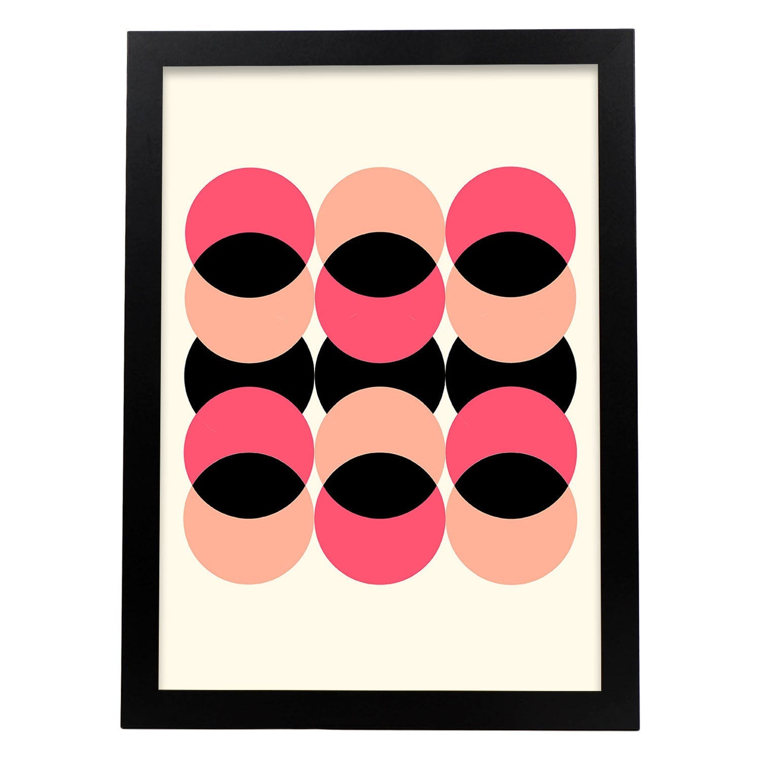 Lámina Rosa 3. Pósters con ilustraciones abstractas en estilo geométrico. Tonos rosados y pastel.-Artwork-Nacnic-A3-Marco Negro-Nacnic Estudio SL