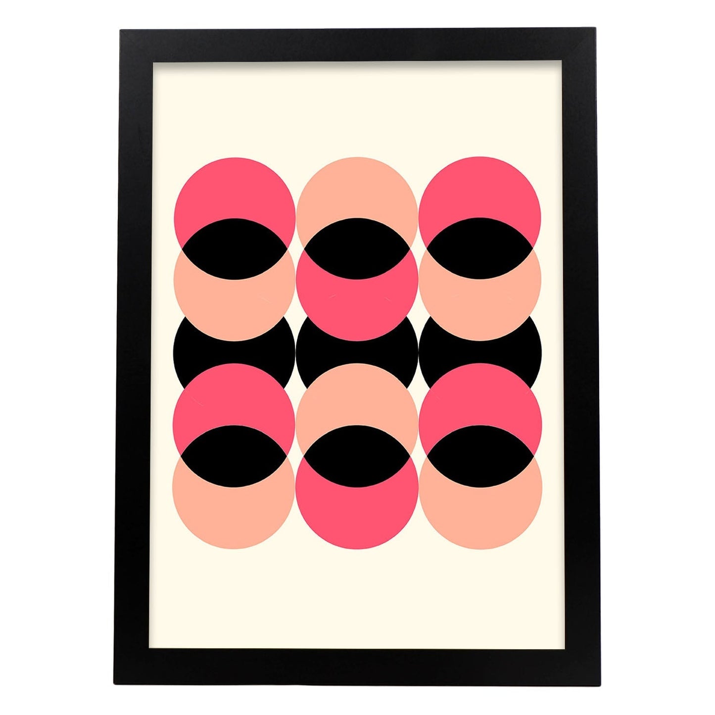 Lámina Rosa 3. Pósters con ilustraciones abstractas en estilo geométrico. Tonos rosados y pastel.-Artwork-Nacnic-A4-Marco Negro-Nacnic Estudio SL