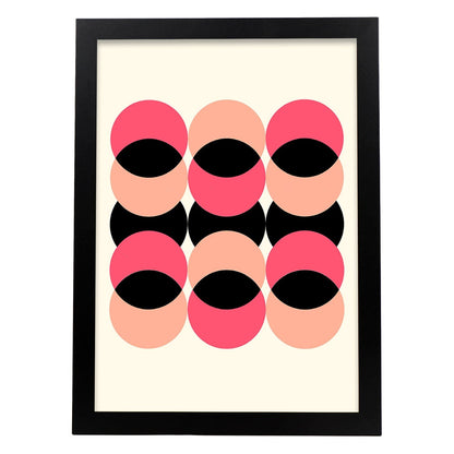 Lámina Rosa 3. Pósters con ilustraciones abstractas en estilo geométrico. Tonos rosados y pastel.-Artwork-Nacnic-A4-Marco Negro-Nacnic Estudio SL
