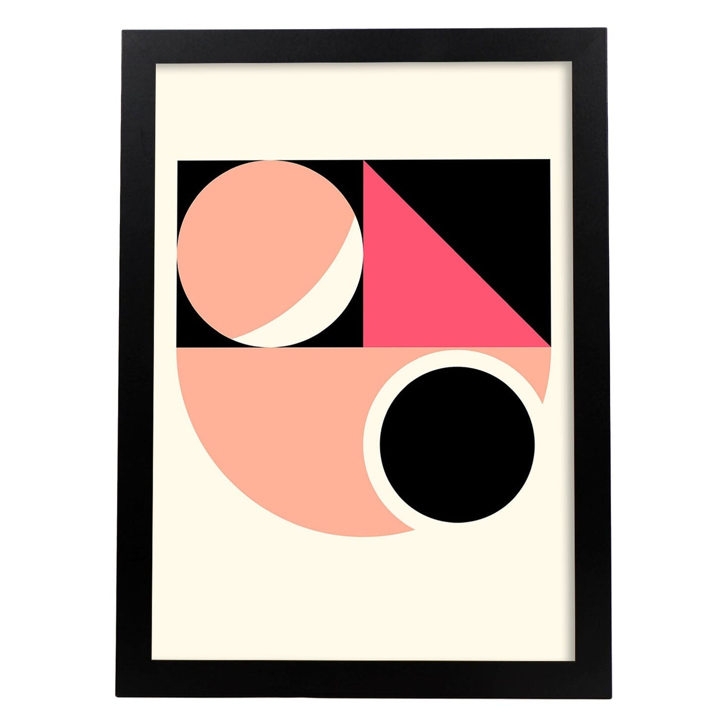 Lámina Rosa 4. Pósters con ilustraciones abstractas en estilo geométrico. Tonos rosados y pastel.-Artwork-Nacnic-A3-Marco Negro-Nacnic Estudio SL