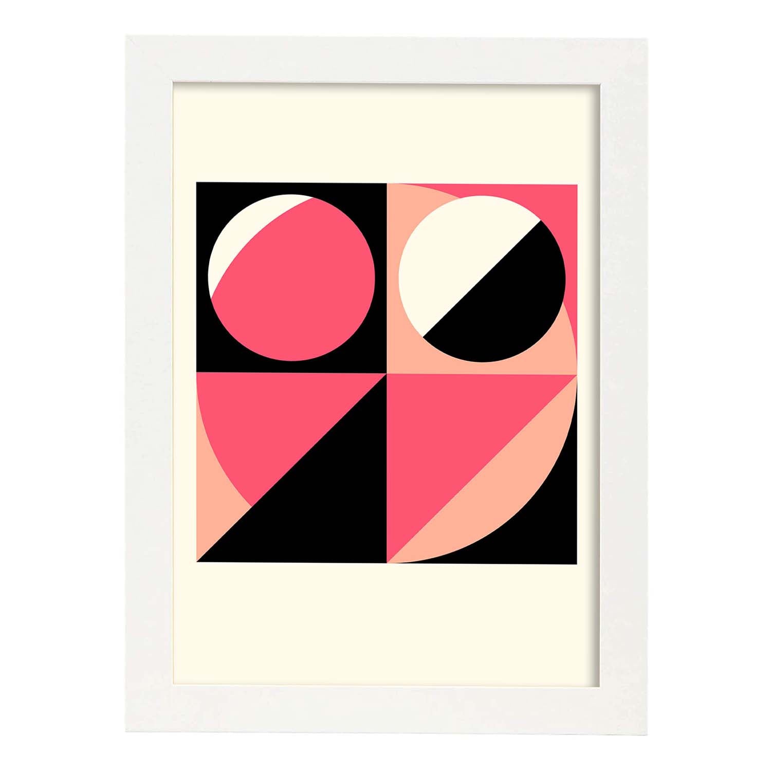 Lámina Rosa 5. Pósters con ilustraciones abstractas en estilo geométrico. Tonos rosados y pastel.-Artwork-Nacnic-A3-Marco Blanco-Nacnic Estudio SL