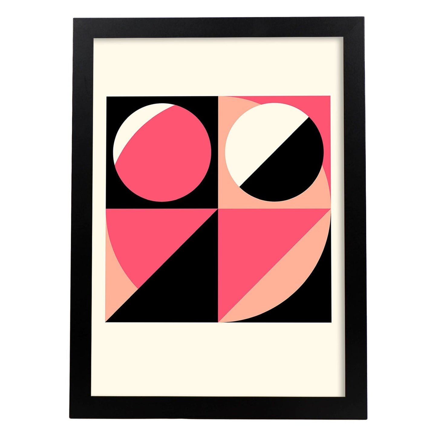 Lámina Rosa 5. Pósters con ilustraciones abstractas en estilo geométrico. Tonos rosados y pastel.-Artwork-Nacnic-A3-Marco Negro-Nacnic Estudio SL
