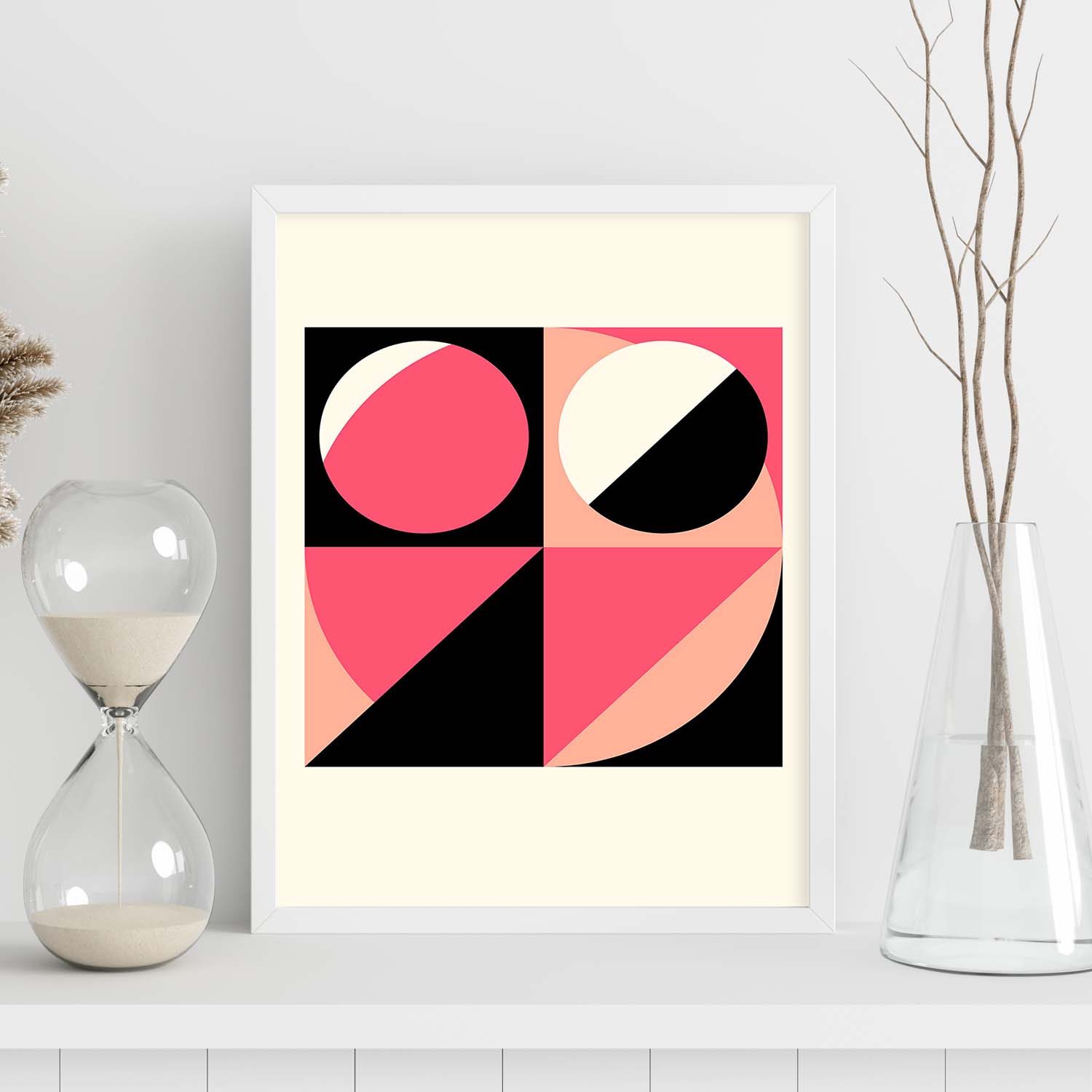 Lámina Rosa 5. Pósters con ilustraciones abstractas en estilo geométrico. Tonos rosados y pastel.-Artwork-Nacnic-Nacnic Estudio SL
