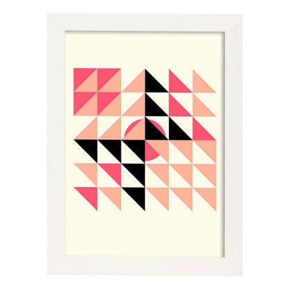 Lámina Rosa 6. Pósters con ilustraciones abstractas en estilo geométrico. Tonos rosados y pastel.-Artwork-Nacnic-A4-Marco Blanco-Nacnic Estudio SL