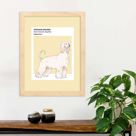 Lámina Sabueso afgano. Pósters con ilustraciones de razas de perro en tonos cálidos y pastel.-Artwork-Nacnic-Nacnic Estudio SL