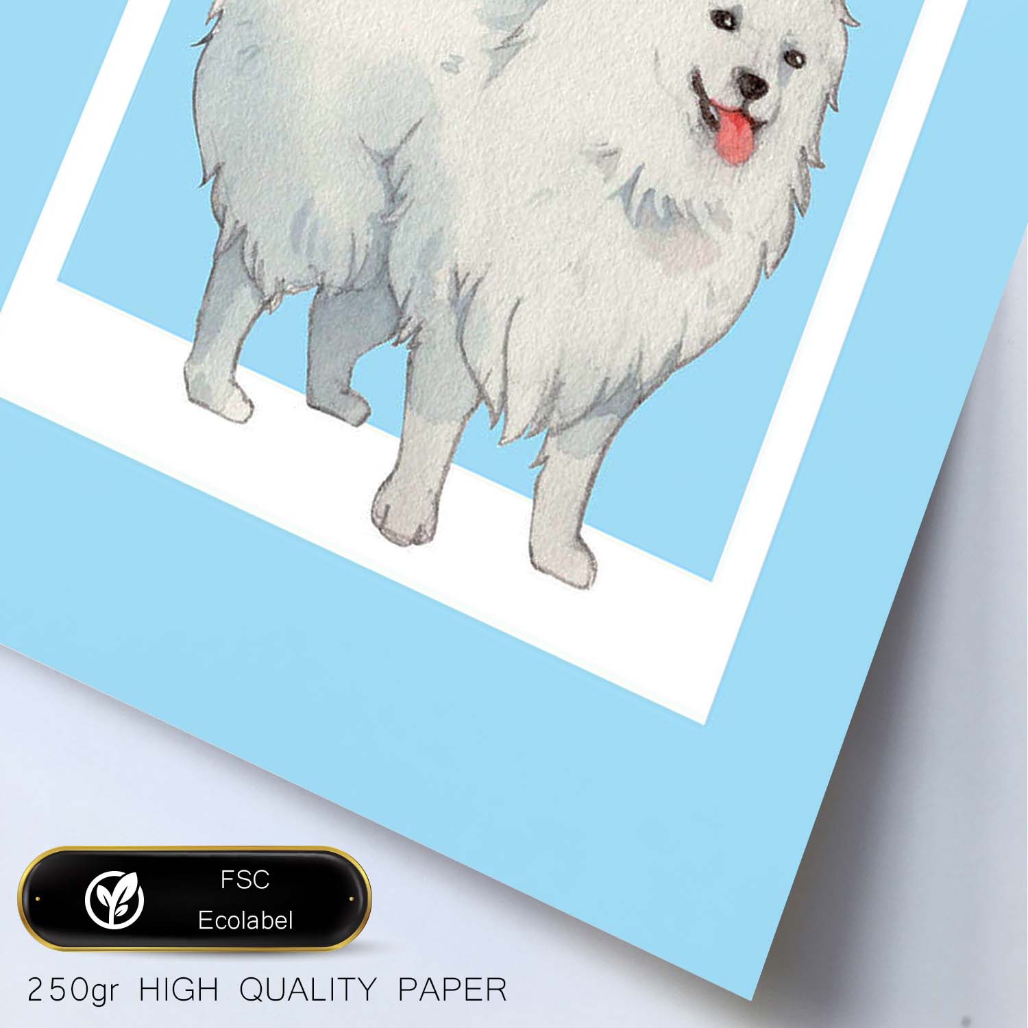Lámina Samoyedo. Pósters con ilustraciones de razas de perro en tonos cálidos y pastel.-Artwork-Nacnic-Nacnic Estudio SL