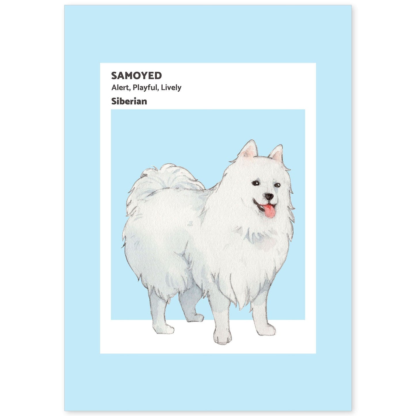 Lámina Samoyedo. Pósters con ilustraciones de razas de perro en tonos cálidos y pastel.-Artwork-Nacnic-A4-Sin marco-Nacnic Estudio SL