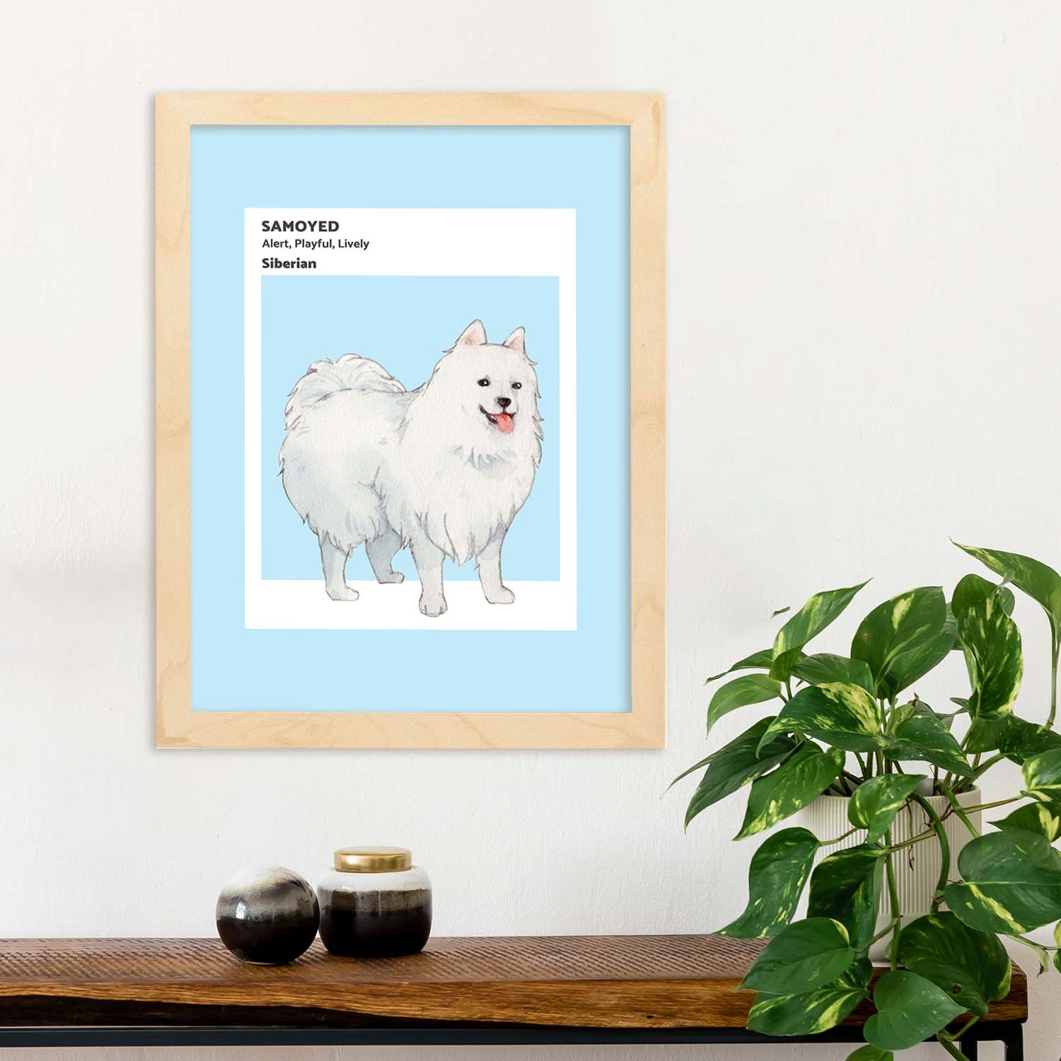 Lámina Samoyedo. Pósters con ilustraciones de razas de perro en tonos cálidos y pastel.-Artwork-Nacnic-Nacnic Estudio SL