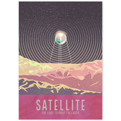 Lámina Satélite. Pósters con detalladas ilustraciones del espacio. Coloridas imágenes de satélites, estrellas y planetas.-Artwork-Nacnic-A4-Sin marco-Nacnic Estudio SL
