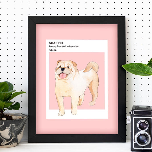 Lámina Shar-Pei. Pósters con ilustraciones de razas de perro en tonos cálidos y pastel.-Artwork-Nacnic-Nacnic Estudio SL