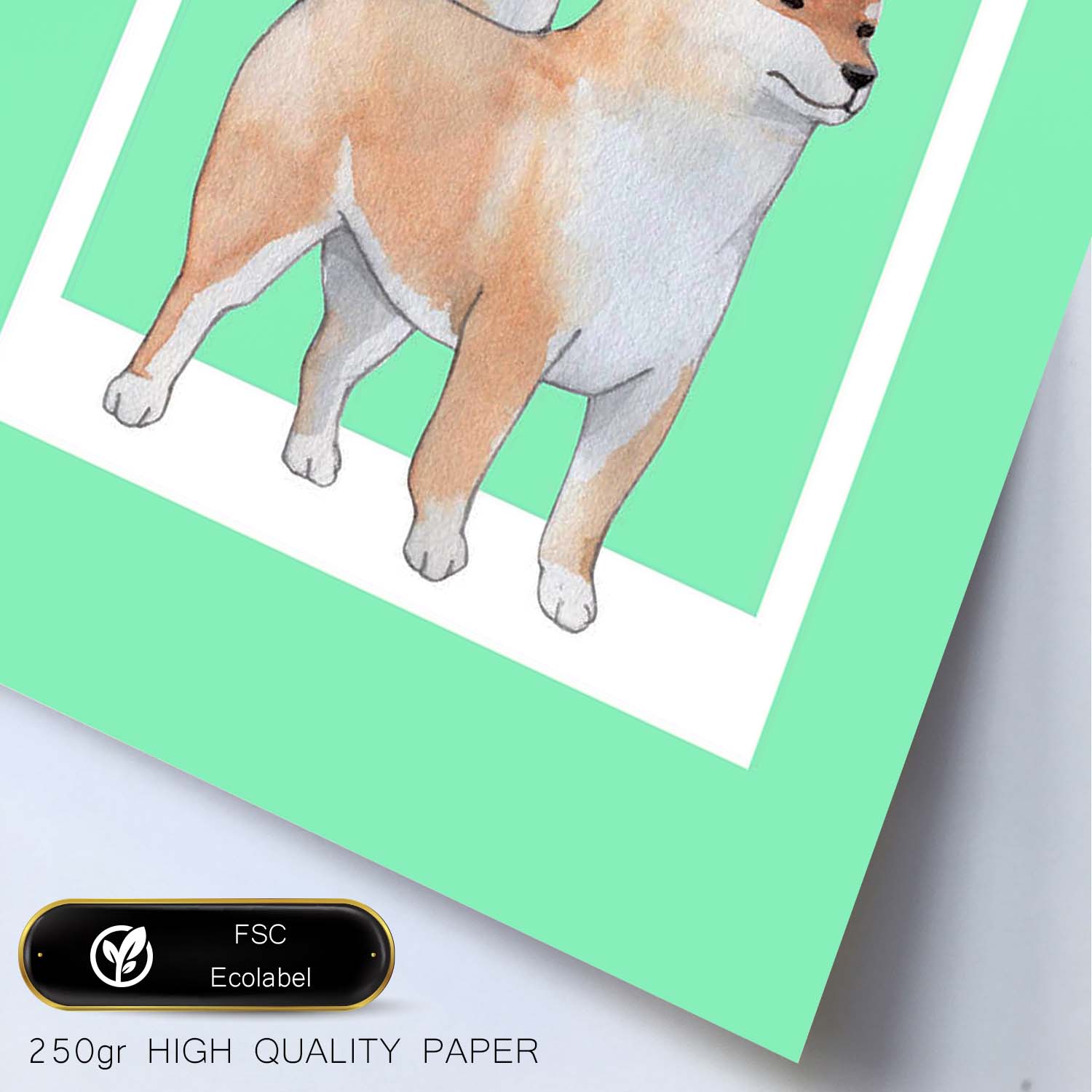 Lámina Shiba-Inu. Pósters con ilustraciones de razas de perro en tonos cálidos y pastel.-Artwork-Nacnic-Nacnic Estudio SL