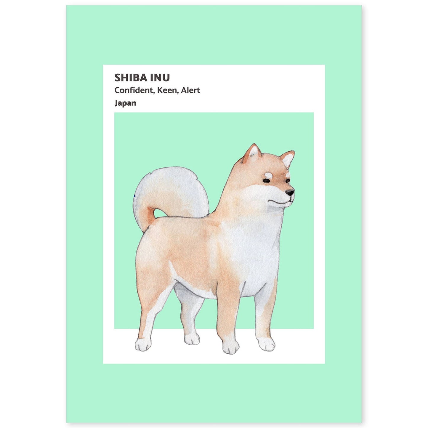 Lámina Shiba-Inu. Pósters con ilustraciones de razas de perro en tonos cálidos y pastel.-Artwork-Nacnic-A4-Sin marco-Nacnic Estudio SL