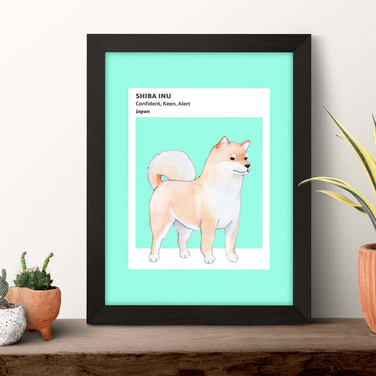 Lámina Shiba-Inu. Pósters con ilustraciones de razas de perro en tonos cálidos y pastel.-Artwork-Nacnic-Nacnic Estudio SL