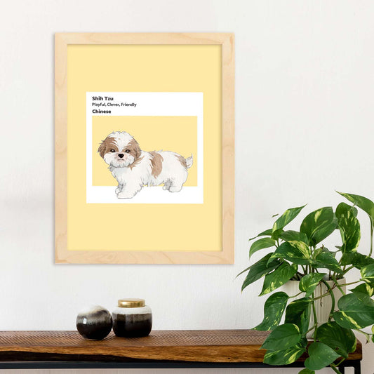 Lámina Shih-Tzu. Pósters con ilustraciones de razas de perro en tonos cálidos y pastel.-Artwork-Nacnic-Nacnic Estudio SL