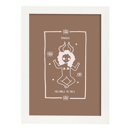 Lámina Tauro. Pósters con ilustraciones femeninas de los signos del zodíaco.-Artwork-Nacnic-A4-Marco Blanco-Nacnic Estudio SL