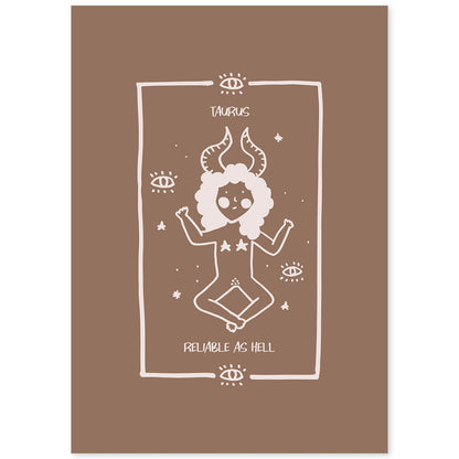 Lámina Tauro. Pósters con ilustraciones femeninas de los signos del zodíaco.-Artwork-Nacnic-A4-Sin marco-Nacnic Estudio SL