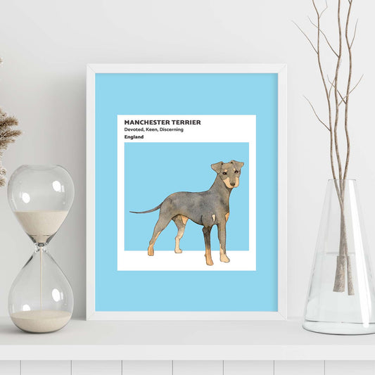 Lámina Terrier de Manchester. Pósters con ilustraciones de razas de perro en tonos cálidos y pastel.-Artwork-Nacnic-Nacnic Estudio SL