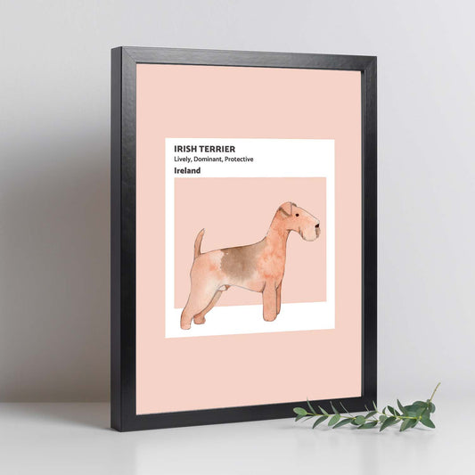 Lámina Terrier irlandes. Pósters con ilustraciones de razas de perro en tonos cálidos y pastel.-Artwork-Nacnic-Nacnic Estudio SL