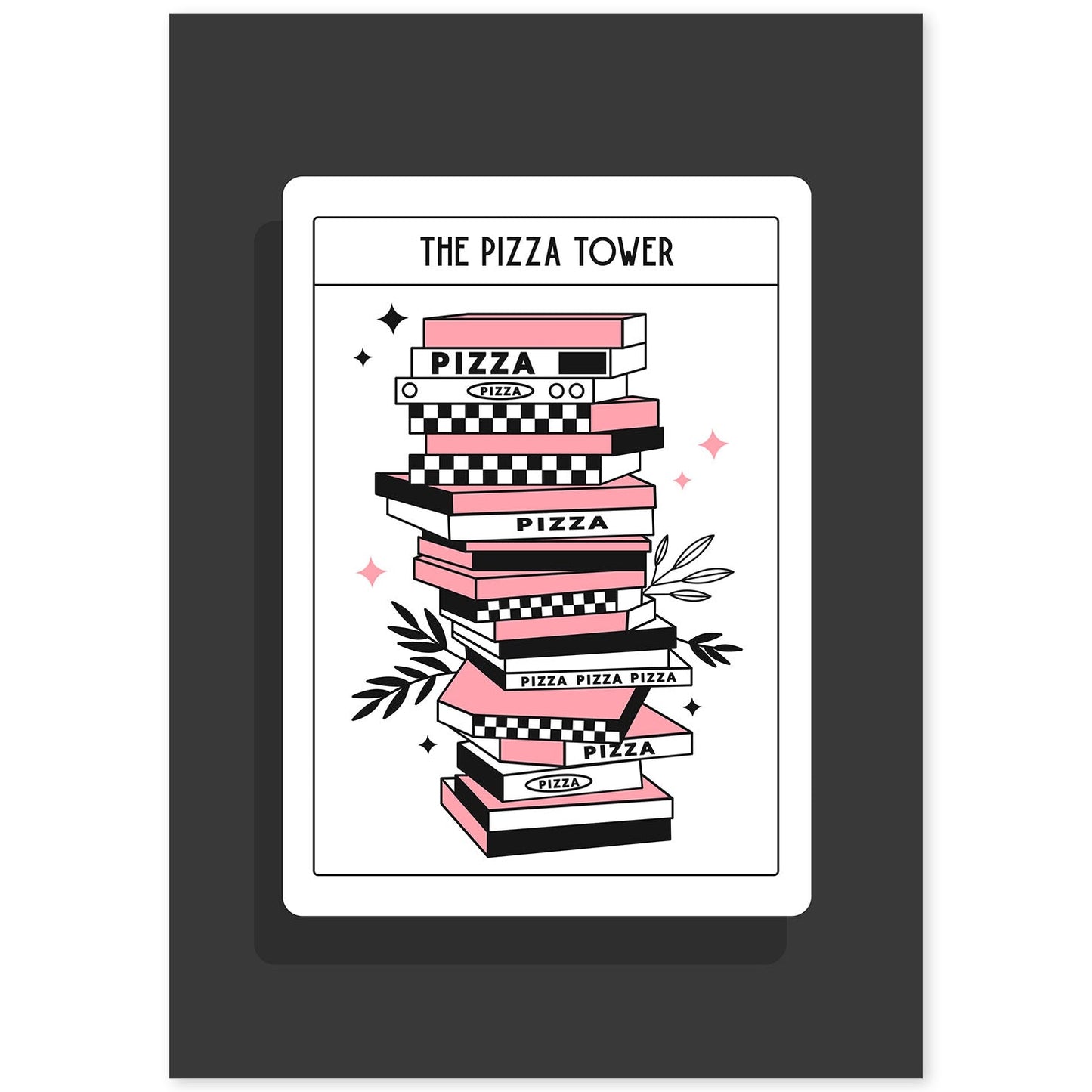 Lámina Torre de pizza. Pósters con originales ilustraciones de las cartas Tarot.-Artwork-Nacnic-A4-Sin marco-Nacnic Estudio SL
